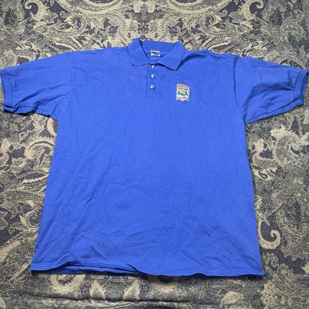 Vtg Y2K California Gold Rush Hollywood Park Horse Polo Shirt Mens Size 2XL